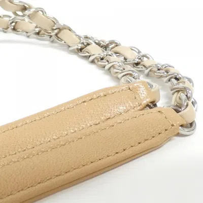 Pre-owned Chanel Beige Canvas Leather Shoulder Bag ()