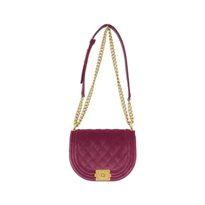 Pre-owned Chanel Boy  Purple Velvet Shoulder Bag ()
