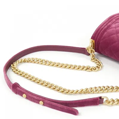 Pre-owned Chanel Boy  Purple Velvet Shoulder Bag ()