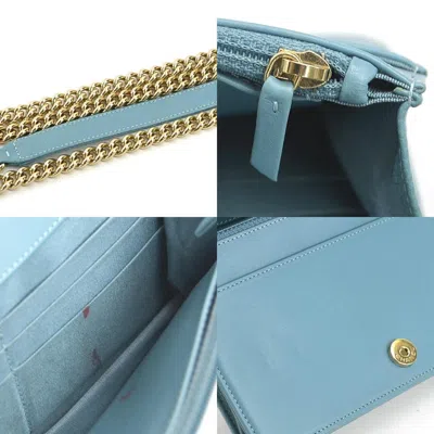 Pre-owned Chanel Gold Caviar Leather Metal Chain/shoulder Wallet ()