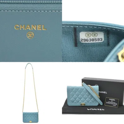 Pre-owned Chanel Gold Caviar Leather Metal Chain/shoulder Wallet ()