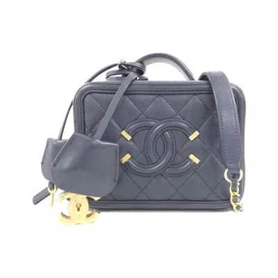 Pre-owned Chanel Navy Caviar Leather Handbag Shoulder Bag ()