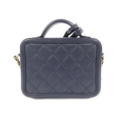 Pre-owned Chanel Navy Caviar Leather Handbag Shoulder Bag ()