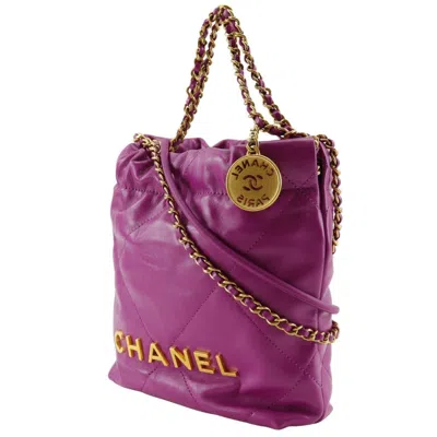 Pre-owned Chanel Purple Leather Handbag Shoulder Bag ()