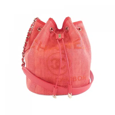 Pre-owned Chanel Red Color Nylon Canvas Leather Shoulder Bag ()