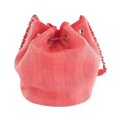 Pre-owned Chanel Red Color Nylon Canvas Leather Shoulder Bag ()