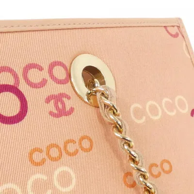 Pre-owned Chanel Salmon Pink Canvas Tote Bag ()
