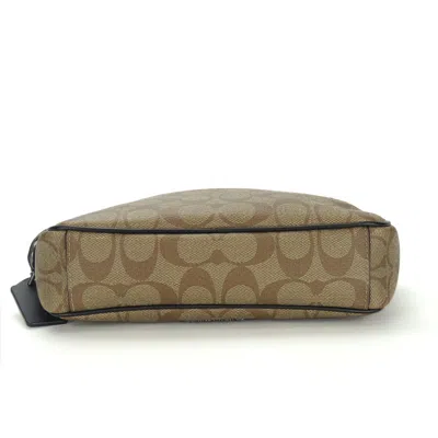 Pre-owned Coach Signature Beige Black Signature Line Shoulder Bag ()