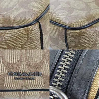 Pre-owned Coach Signature Beige Black Signature Line Shoulder Bag ()