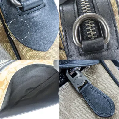 Pre-owned Coach Signature Beige Black Signature Line Shoulder Bag ()