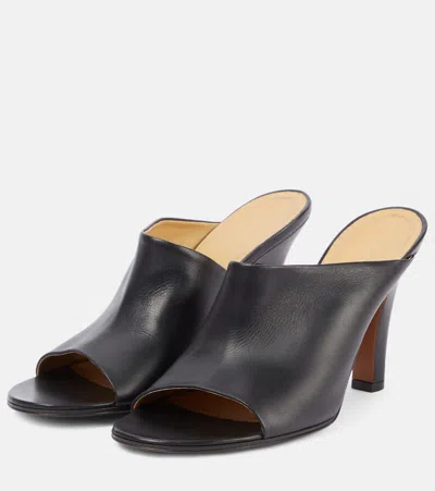 The Row 90mm Signum Heeled Leather Mules In Black