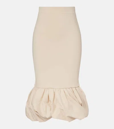 Simkhai Camille Stretch-knit And Linen-blend Midi Skirt In Neutral