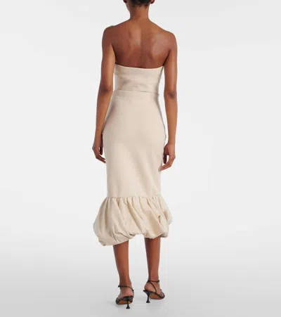 Simkhai Camille Stretch-knit And Linen-blend Midi Skirt In Neutral