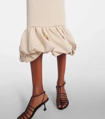 Simkhai Camille Stretch-knit And Linen-blend Midi Skirt In Neutral