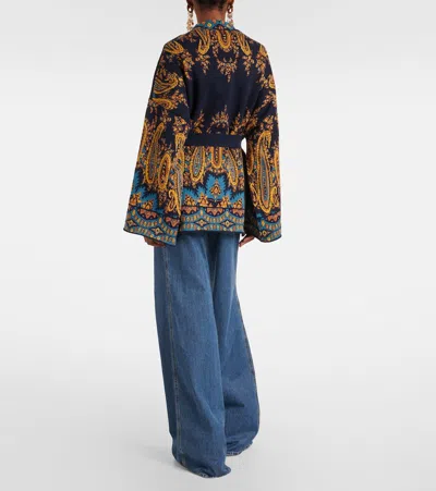 Etro Cardigan In Misto Cotone Ricamato  Donna In Multi