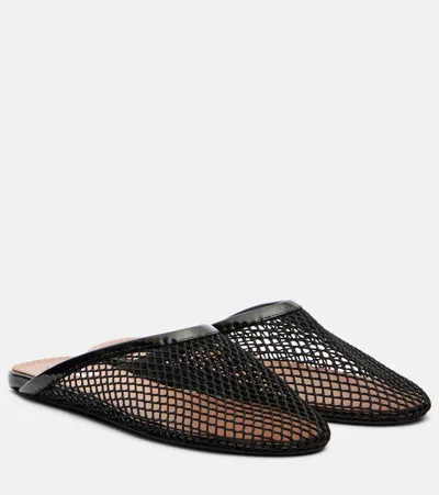 Alaïa Fishnet Flat Mules Rubber Sole In Black