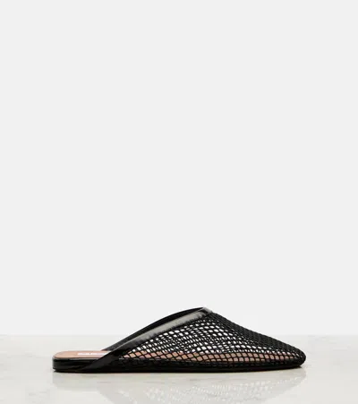 Alaïa Fishnet Flat Mules Rubber Sole In Black