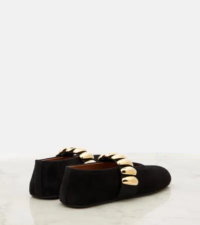 Alaïa Embellished Suede Ballet Flats