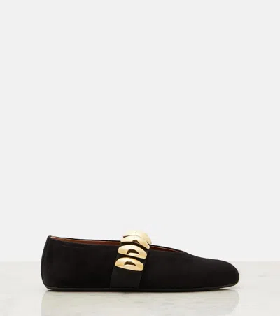 Alaïa Embellished Suede Ballet Flats