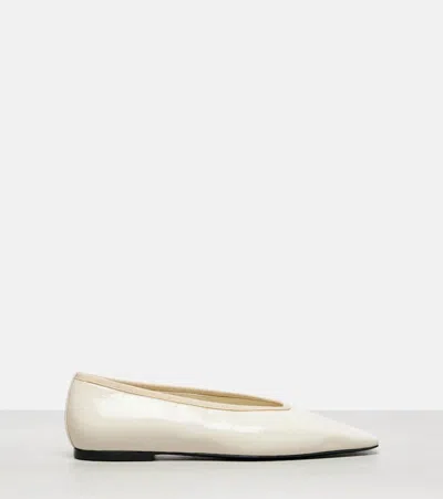 Totême Minimalist Croc-embossed Patent Leather Ballerina Flats