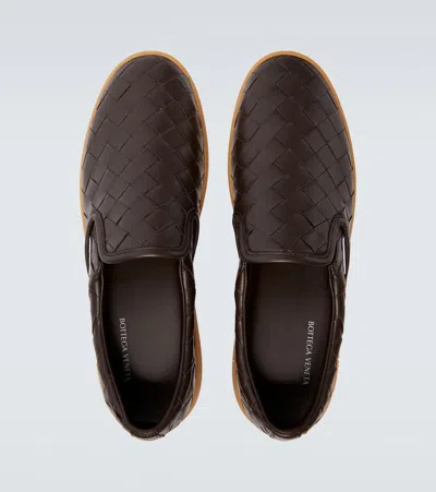 Bottega Veneta Men Brown Intrecciato Leather Sawyer Sneakers In Multi