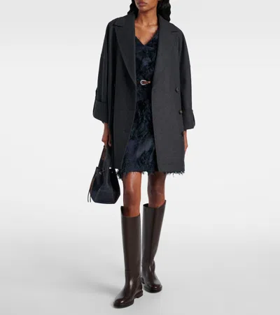 Brunello Cucinelli Oversized Wool Jacket In Black