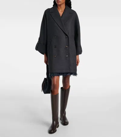 Brunello Cucinelli Oversized Wool Jacket In Black