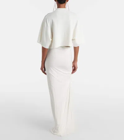 Alaïa Cropped Cotton And Wool-blend T-shirt In White