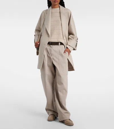 Brunello Cucinelli Cashmere And Wool-blend Sweater In Neutral