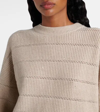 Brunello Cucinelli Cashmere And Wool-blend Sweater In Neutral