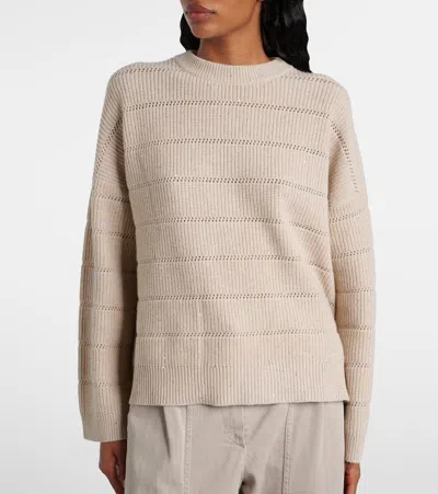 Brunello Cucinelli Cashmere And Wool-blend Sweater In Neutral