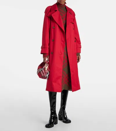 Burberry Long Castleford Trench Coat In Currant