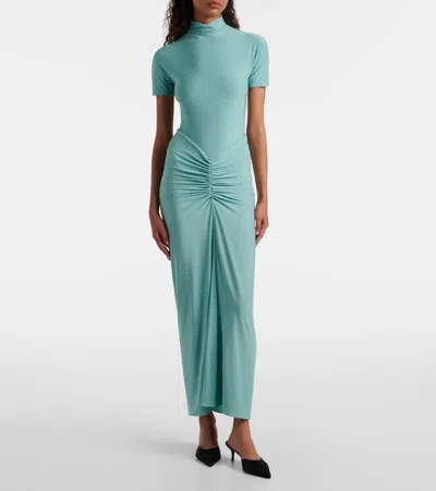 Alaïa Draped Dress Asymmetric Hem In Green
