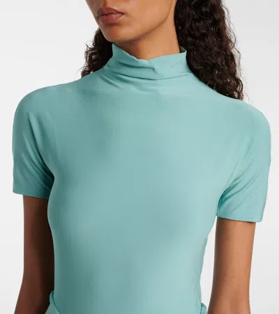 Alaïa Draped Dress Asymmetric Hem In Green