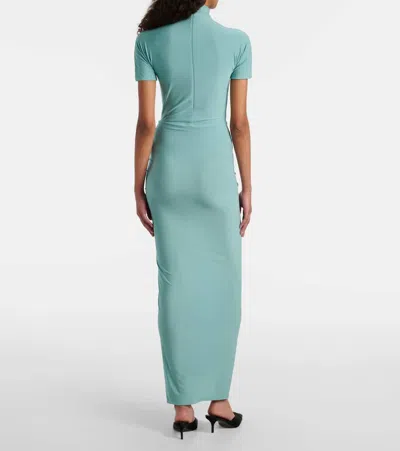 Alaïa Draped Dress Asymmetric Hem In Green