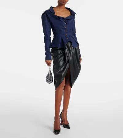 Vivienne Westwood Monday Ruffled Button-detailed Shirt In Blue