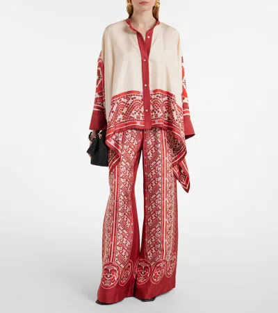 La Doublej La Double J Silk Foulard Shirt With Patternssilhouette In Multi