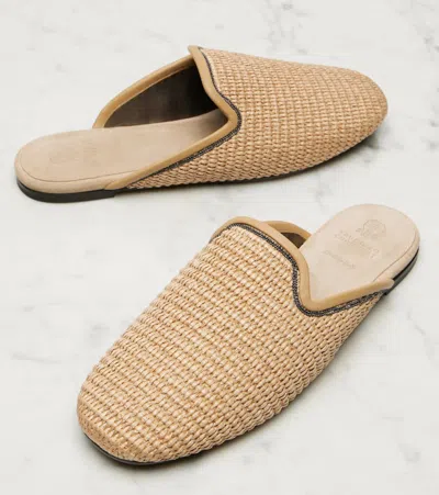 Brunello Cucinelli Monili Raffia Mules In Brown