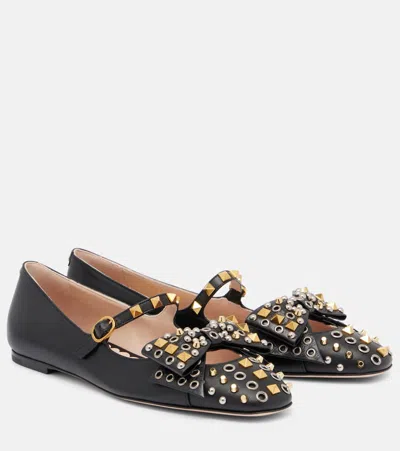 Valentino Garavani Ballerina Mary-jane Bowow With Studs In Multi