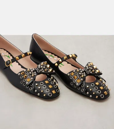 Valentino Garavani Ballerina Mary-jane Bowow With Studs In Multi