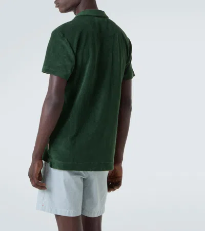 Orlebar Brown Green Terry Towelling Polo In Green