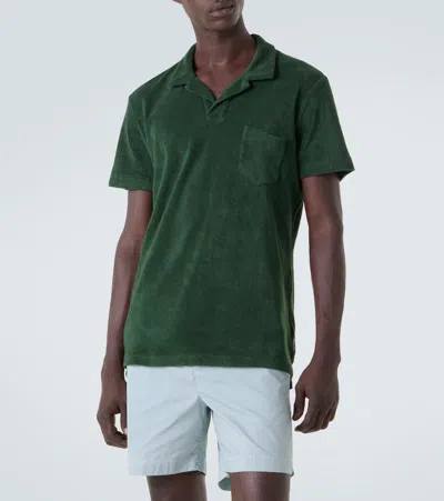 Orlebar Brown Green Terry Towelling Polo In Green