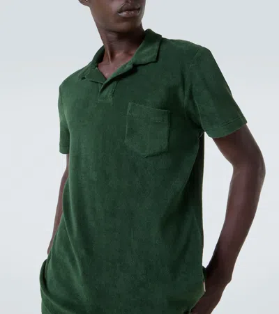 Orlebar Brown Green Terry Towelling Polo In Green