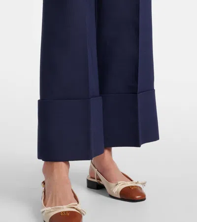 Valentino Vgold Crepe Couture Wide-leg Pants In Blue