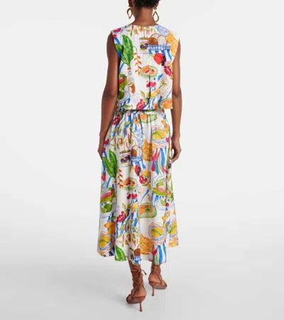 Farm Rio Womens Fresh Table Off-white Fresh Table Crop Linen-blend Top In Multi