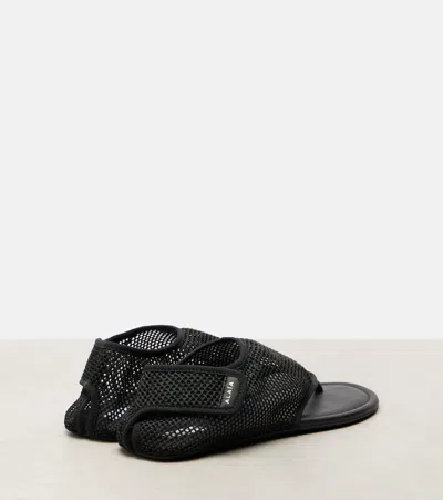 Alaïa Black Fishnet Fabric Thing Sandals In Black