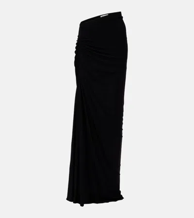 Alaïa Long Draped Black Skirt In Jersey In Black
