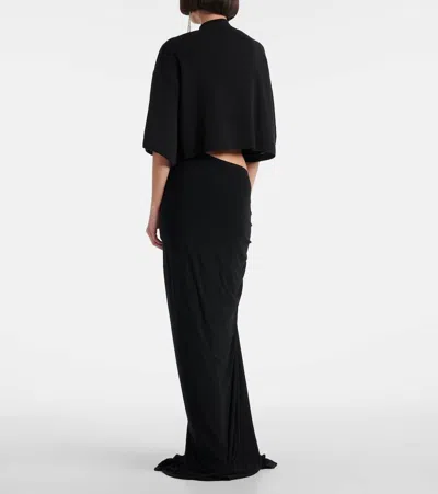 Alaïa Long Draped Black Skirt In Jersey In Black