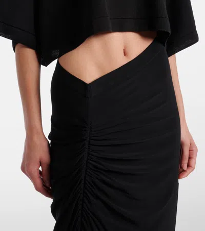 Alaïa Long Draped Black Skirt In Jersey In Black