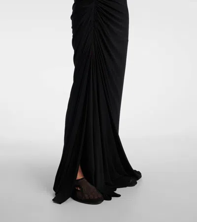 Alaïa Long Draped Black Skirt In Jersey In Black